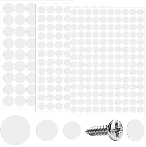 580 STK Weiß Schraubenabdeckung Selbstklebend,ø12mm ø15mm ø21mm Selbstklebende Schrauben Abdeckkappen,wasserdichte Schraubenloch Aufkleber,Schraubenlochaufkleber Runde für Schreibtische Wandschränke