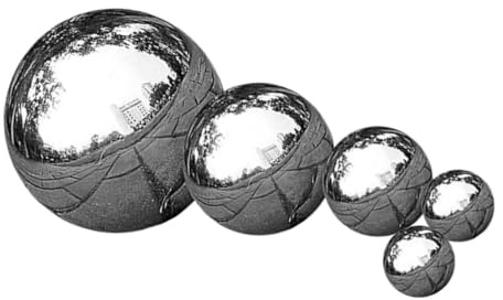 GALPADA Bolas De Acero Inoxidable Pulidas Espejo para Decoración Jardín Exterior, Set 5 Piezas (15 Cm, 10 Cm, 8 Cm, 2x5 Cm), Bolas Huecas Reflectantes para Patio y Espacio Al Aire Libre