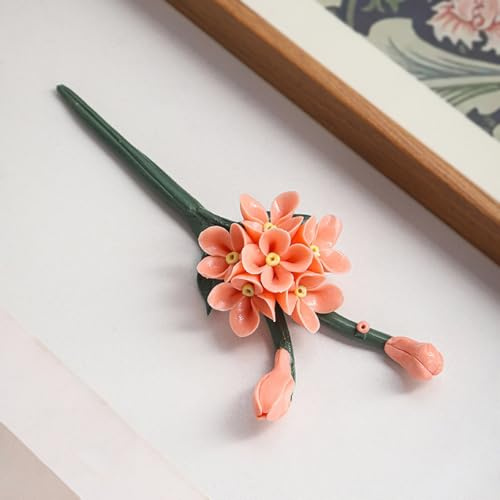 DECRZPB Scultura di fiori artificiali di ortensie arancioni in ceramica fatti a mano decorazione artistica 3D regalo di nozze per casa e ufficio
