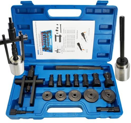 XSTARYE 16PCS Velo Extracteur de Roulement Interieur avec Kit Presse à Roulements pour l'installation Roulements Arrache Roulement avec 7 Pince de Serrage à Expansion & Extracteur à Deux Mâchoires