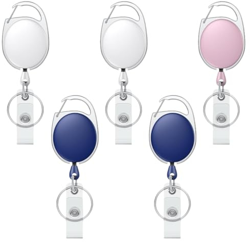 5 Piezas Llavero Extensible Retractil, Llavero Retráctil con Clip