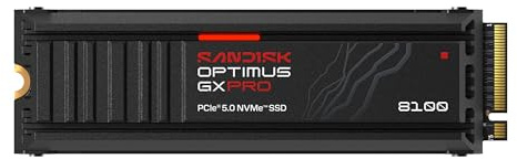 SANDISK Optimus GX PRO 8100 PCIe Gen 5 NVMe SSD mit Kühlkörper 8 TB (sequenzielle Lese-/Schreibgeschwindigkeiten von bis zu 14.900/13.200 MB/s, TLC 3D CBA NAND, bis zu 4.800 TBW)