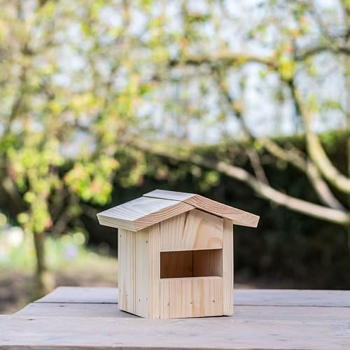 CJ Wildlife Nistkasten Bausatz – Vogelnistkasten für draußen wetterfest – FSC® Holz Braun – inkl. Montagezubehör – für Rotkehlchen und Zaunkönige