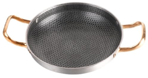 HOMSFOU Padella in Acciaio Inox Nero Struttura a Nido D'ape, Antiaderente e Leggera, Riduce Consumo di Olio, per Friggere Crostacei e Cucina Quotidiana