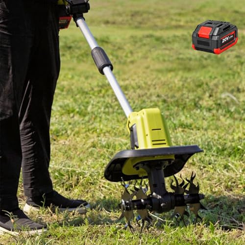 json2xml Motoazada Eléctrica para Jardinería, Cultivador De Jardín Inalámbrico 20 V con Ancho De Trabajo Extra Ancho De 9.84 Pulgadas Y 270 RPM; Motoazada Manual para Paisajismo Doméstico 1battery
