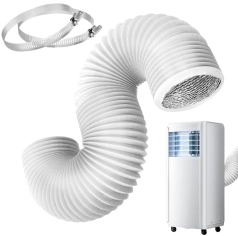 Tubo Scarico Condizionatore Portatile 3 m Ø10cm Diametro Flessibile Isolato – Tubo PVC Alluminio Prolunga Per Climatizzatore Mobile Con 2 Fascette – Doppio Strato Anti-Condensa Per Camera Ufficio