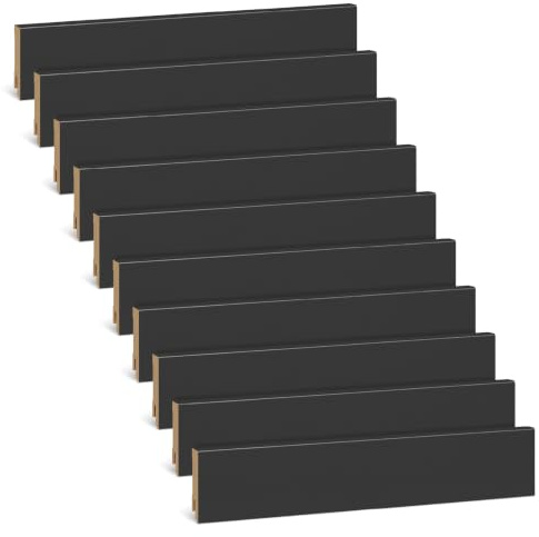 KGM MDF Sockelleiste Modern - Anthrazit - 2400 x 16 x 58 mm - 10 Stk. | foliert, Fußbodenleiste für Laminat, Parkett & Vinyl, lösemittelfrei, einfache Montage, Kabelkanal, kürzbar