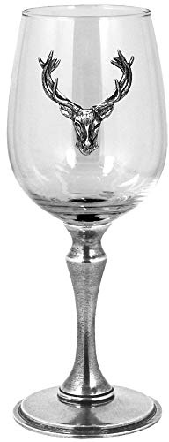 English Pewter Company 350ml Stag Head Single Wine Glass with Pewter Stem [STAG106]