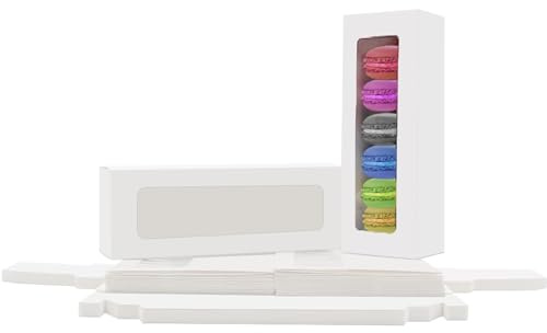 La Llareta Macaron Box, 25 Stücke Cookie Dessert Party Verpackung Box, Muffin Box, mit Klarem Fenster, für Donuts, Mini Cupcakes, Kekse, Muffins, Macarons