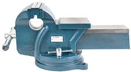 Steinbock Schraubstock | drehbar | 150 mm Backenbreite | HxBxT 200 x 175 x 415 mm | klemmbar | Sicheres Fixieren von Werkstücken | Tischschraubstock aus robustem Gusseisen