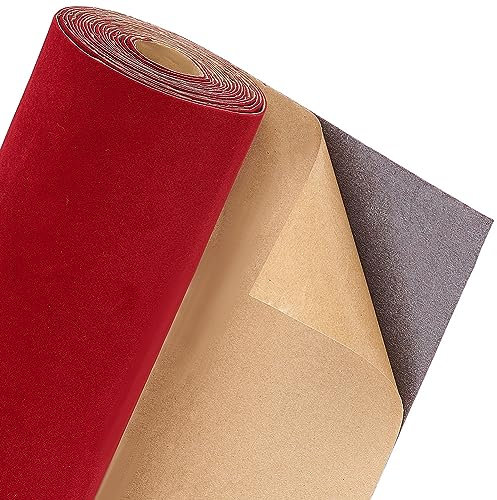 BENECREAT Tessuto In Velluto Autoadesivo Da 250x0.8mm, Tessuto In Velluto con Fodera Floccata Rosso Scuro per Adesivo Staccabile per Tappezzeria In Tessuto Artigianale, 4m/Borsa