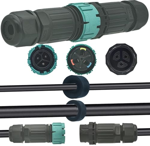 CTRICALVER IP68 Cable Connector, Waterproof Electrical Connector, Male/Female Socket External Inline Cable Connector, for 2 PIN/3 PIN Docking Cables