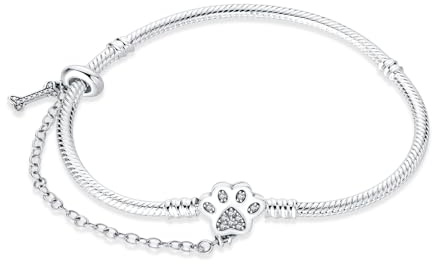 LONGLUCK Armkette Damen Silber 925 Schlange Kette Libellen und vierblättriges KleeblattAnhänger Beads Charm Armband mit 5A Cubic Zirconia für Frauen Geschenk für Sie