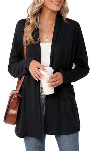 Rapbin Womens Open Front Cardigans Loose Lightweight Cardigans with Pockets | Ladies Long Sleeve Cardigans Casual for Autumn Winter