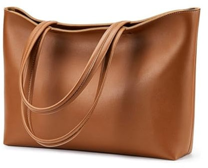 Flintronic Damen Henkeltaschen, Handtasche Damen, PU-Leder-Handtasche mit Reißverschlussfach, Große Schultertasche PU Leder Tote Shopper Bag für College, Schule, Arbeit, Alltag, Reisen-38*30*10.5cm