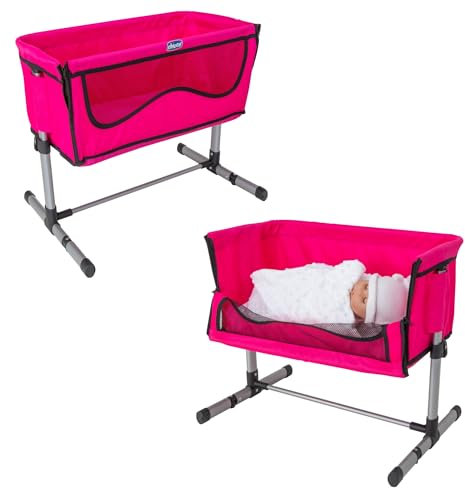 HTI Chicco Junior Next2You Bedside Pink Cot | Fold-Down Crib Toy | Adjustable Dolls Bedside Nursery Cot | Dolls Pushchair & Pram Toy Accessories | Kids Doll Playset for Girls | Ages 3+