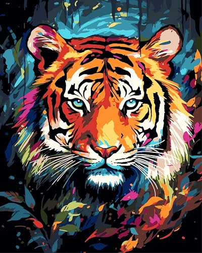 TARATH Peinture par numéro Kits pour Adulte, Peinture à l'huile Peindre par Nombre Kits Tigre, pour la décoration de la Maison16 * 20 Pouces(sans Cadre)