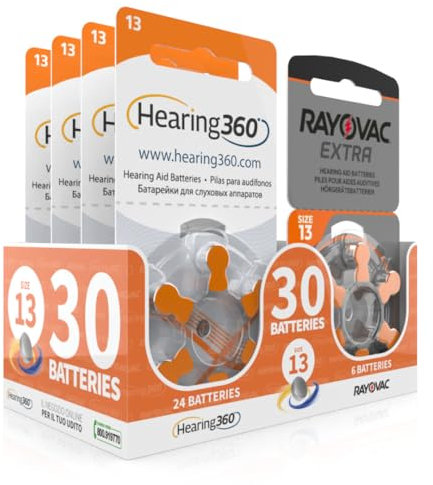 Hearing360 Batterie per apparecchi acustici Hearing360 misura 13 arancioni (5 blister, 30)