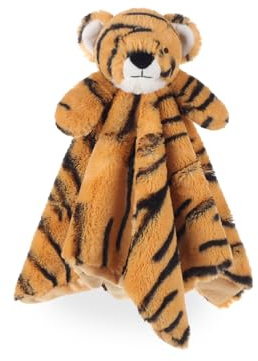 Apricot Lamb Tiger Cute Comforter Soft Loveys for Baby Boy and Girl, Security Blanket for Babies, Infant and Toddlers, Brown