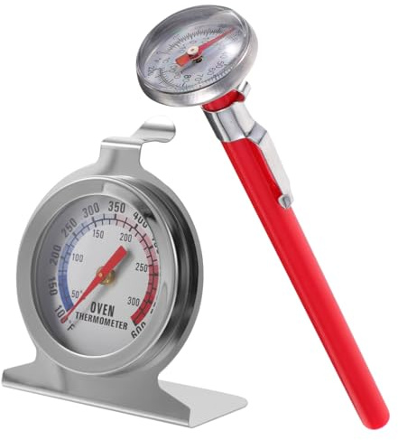 HAWILLOSCH 2 Stück Teiliges Edelstahl Ofen und Grillthermometer mit Sonde Schnelles Ablesen Vielseitiges Küchenthermometer für Fleisch Getränke Bbq und Präzise Temperaturmessung