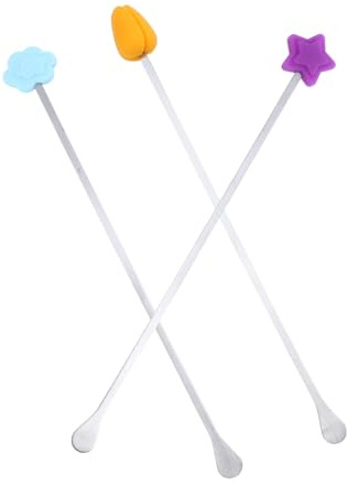 TOBBOMEY 3 pezzi Bastoncini per Mescolare Polvere di Latte con Manico Testa in Silicone Miscelatore per Latte in Polvere per Accessori Alimentari Portatili e Sicuri