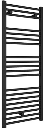 facula - Radiador Toallero DE Agua Ocean Negro 1188x500mm | (NO Eléctrico) | 3 Soportes + purgador | Conexiones 3x1/2