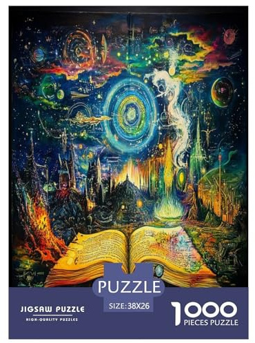 Alte Zauberbücher Erwachsene Puzzles 1000 Teile Book Geschicklichkeitsspiel Für Die Ganze Familie Lernspiel Wohnkultur Geburtstag Stress Relief 38x26cm/1000pcs