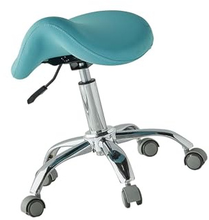 Ergonomisk Sadelpall Med Hjul, Rullstol Höjdjusterbar 49-64 Cm, 200 Kg Lastbärande, For Hemmakontorssalong(Blue)