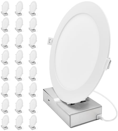 LUXRITE 8-Inch LED Recessed Light with J-Box, Canless Mini Panel Spotlight, 5CCT 2700K-5000K, 13/15/18 Watts, 1050/1250/1500 Lumens, CRI90, Dimmable, 120-277V, IC Rated, Wet Rated ETL Listed (24 Pack)