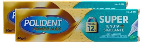 2X Adesivo per Protesi Dentali, Offre una Tenuta Fino a 12 ore, Sapore Menta Delicata 40 gr