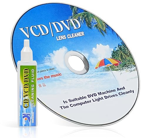 Detergente per lenti laser per lettore CD/DVD - Disco di pulizia con spazzola ultrasottile e liquido detergente - Universale - Di TRIXES