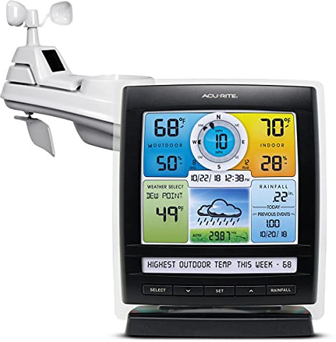 AcuRite Iris (5-in-1) Indoor/Outdoor Wireless Weather Station for Indoor and Outdoor Temperature and Humidity, Wind Speed and Direction, and Rainfall with Digital Display (01512M)