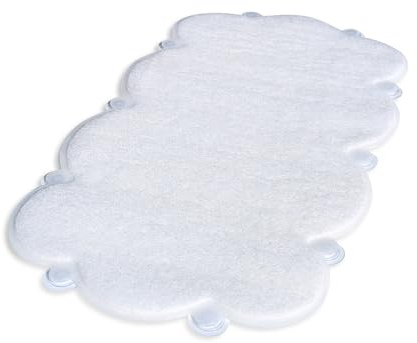 SlipX Solutions Cloud Shaped Bathtub Mat Non Slip, 17” x 29”, Soft Loofah Cushioning for Sensitive Feet, Shower Foot Scrubber Mat, Built-in Product Protection, Machine Washable, White