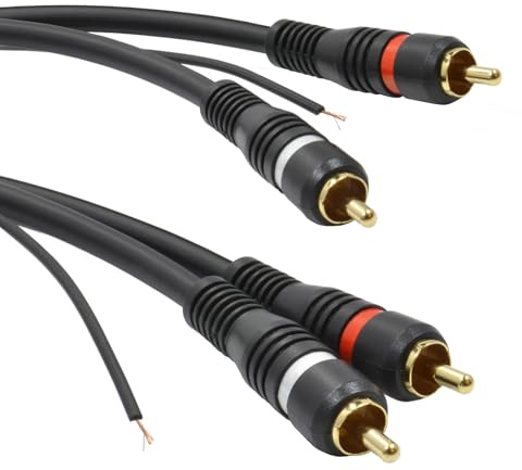 kenable 2x Chinch Abgeschirmtes Cinch Audio Kabel Oxygen Free Kupfer & Tag Draht 1,5 m [1.5 Meter/1,5m]