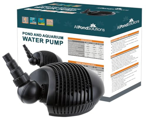 AllPondSolutions Pond Filter Pump 8000 L/H, Fully Submersible - Energy Efficient Koi Fish Waterfall Pump 6mm Solids Handling. 8000PP