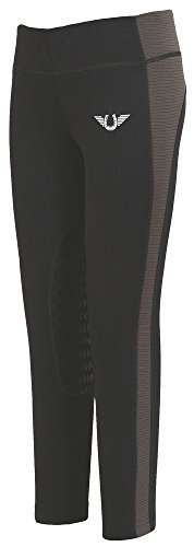 TuffRider Kid's Ventilated Schooling Tights, Black/Charcoal, Large