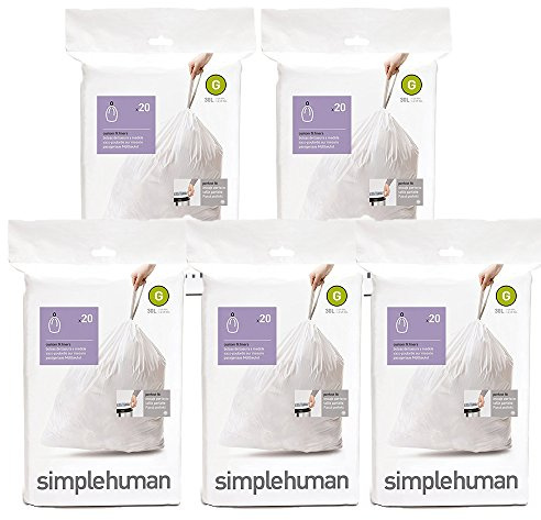 Simplehuman Bin Bag 100 Liners Size G (30 litres) 5 pack of 20