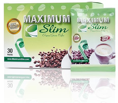 Maximum Slim Original Green Coffee –Premium 4-in-1 Formula with Natural Herbal Extracts for Energy & Vitality. Creamy & Delicious for Maximum Satisfaction. No Messy Side Effects-Made in the USA-30 Ct
