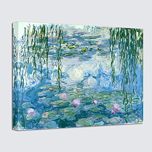 Wieco Art - Water Lilies by Claude Monet Oil Paintings Flowers Reproduction Modern Giclee Canvas Prints Artwork Landscape Pictures Printed on Canvas Wall Art for Home Kitchen Décor
