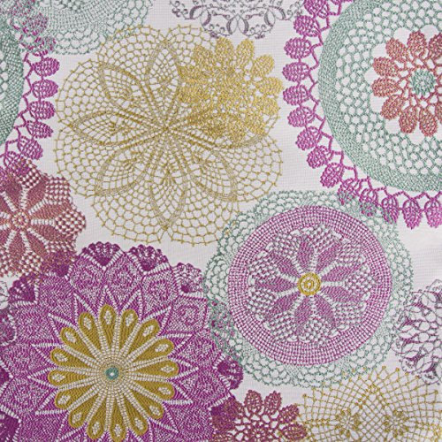 Möbelstoff Polsterstoff Dekostoff Doily Mandala Blumen pink 1,40m Breite