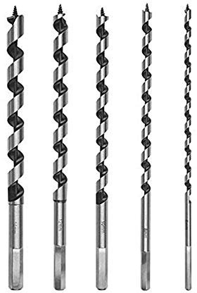 Wohlstand Holzbohrer-Set,Holzbohrer 230mm,Auger Bohrer Bit,Bohrer Schlangenbohrer,6 mm, 8mm, 10 mm,12mm,14mm,(Balkenbohrer lang für Holz)-5 Stück