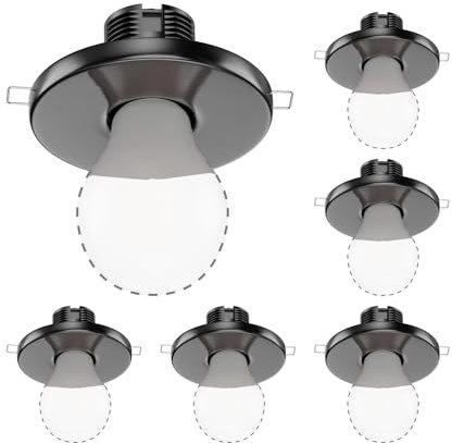 ledscom.de 6 pièces plafonnier encastré TELA, porcelaine, noir brillant, rond, 99mm Ø, 1x E27 max. 60W