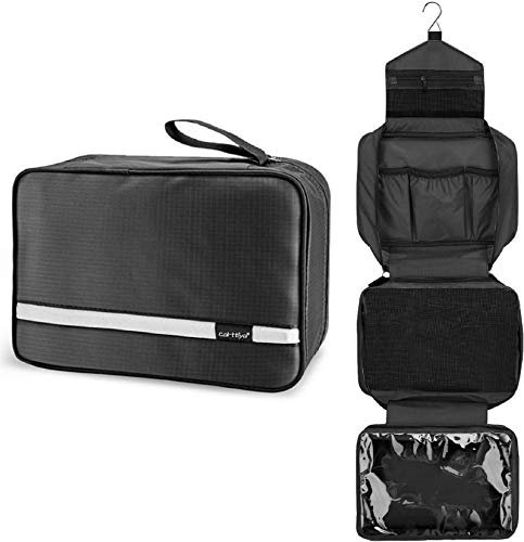 Carttiya Kulturbeutel zum Aufhängen, Herren Damen Kulturbeutel, Kosmetiktasche Groß Waschtasche Reise Waschbeutel Makeup Tasche Toilettentasche mit Haken (Schwarz)