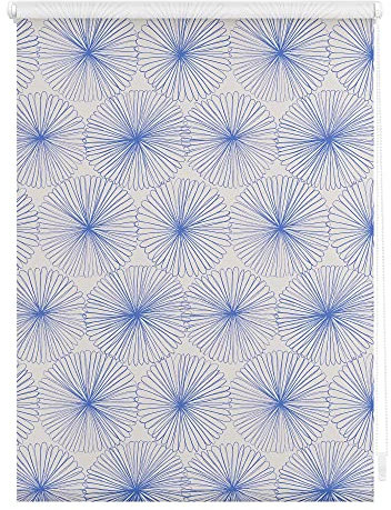 Lichtblick Klemmfix Tageslicht-Rollo mit Motiv, ohne Bohren, Blickdicht, Seitenzugrollo, Made in Germany, Julia Schumacher Flower Wheel - Blau 60 cm x 150 cm (B x L)