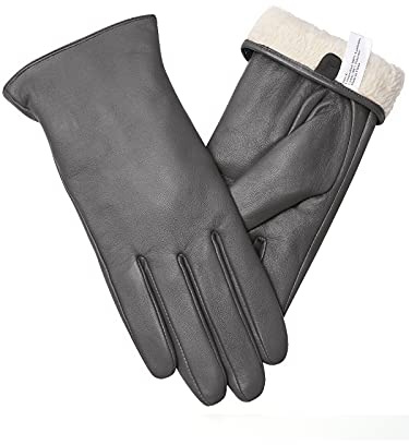 vislivin Vollhand Touchscreen-Handschuhe für Damen Leder Handschuhe Warmer Winter SMS Autofahren Handschuh