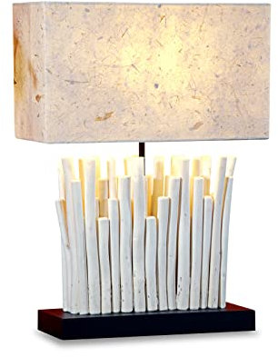 Kinaree Treibholz Tischlampe PUUWAI - 50 x 35 cm Stehleuchte aus Treibholz mit E27 Fassung, geeignet für Wohnzimmer, Flur, Schlafzimmer oder Wintergarten