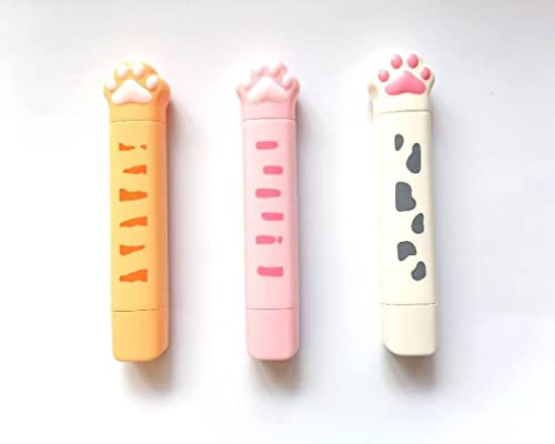 MEISO 3 Stück Korrekturroller Mini, Katzenpfoten-Korrekturband, mini kompakt, Ungiftig, umweltfreundlich, geeignet für süße Mädchen, Kinder Studenten Schreiben