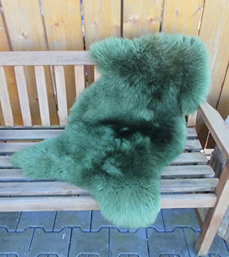 Felltrade Piel de oveja merino, piel de cordero auténtica en bonitos colores, 120 – 130 cm, curtido ecológico (verde oliva)