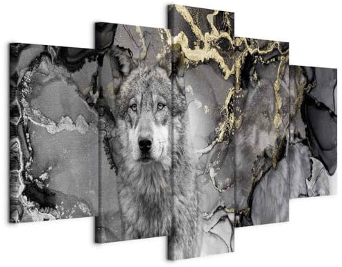 murando - Akustikbild Akustikbild Wolf, Schallschutz, Wohnzimmer, Büro | Verbessert Raumakustik, reduziert Hall, ideal fürs Büro oder Wohnzimmer, hochwertige Verarbeitung, schnelle Montage, stilvoll