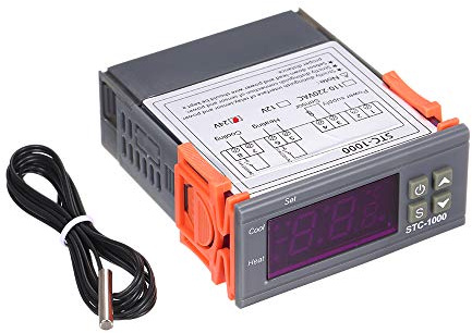 Kavolet STC-1000 Digitaler Temperaturregler, Thermostat 24V mit -Sondensonde, Heizung, Kühlung, Celsius-Thermostat mit Sensor